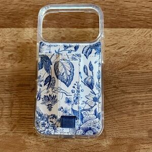 Walli IPhone 17 pro Floral Blue and Clear Phone Case